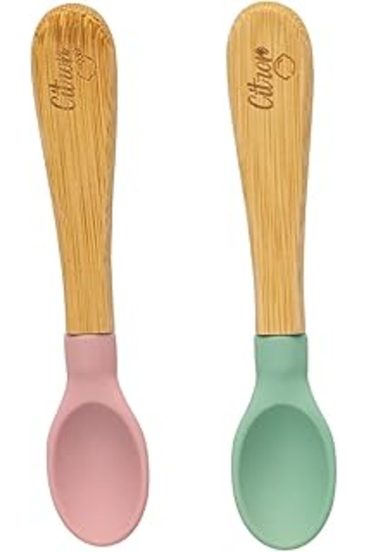 Qedii Citron 2'li Organik Bambu Kaşık Seti - Green/pink 1073667