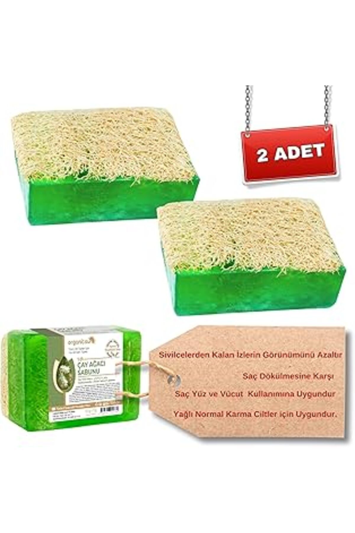 Karachil Organicsun Doğal Kabak Lifli Çay Ağacı Sabunu 120 gr X 2 Adet Tüm Cilt Tipleri Için Ve Siya