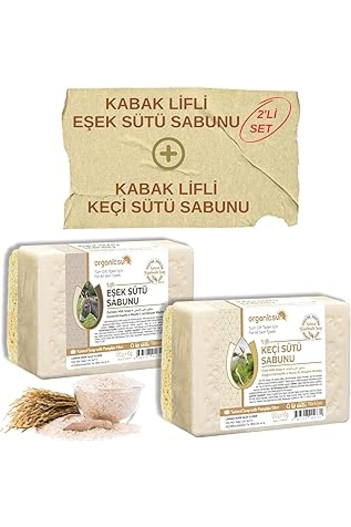 Karachil Organicsun Doğal Kabak Lifli Eşek Sütü Sabunu Ve Kabak Lifli Keçi Sütü Sabunu 2'Li Set