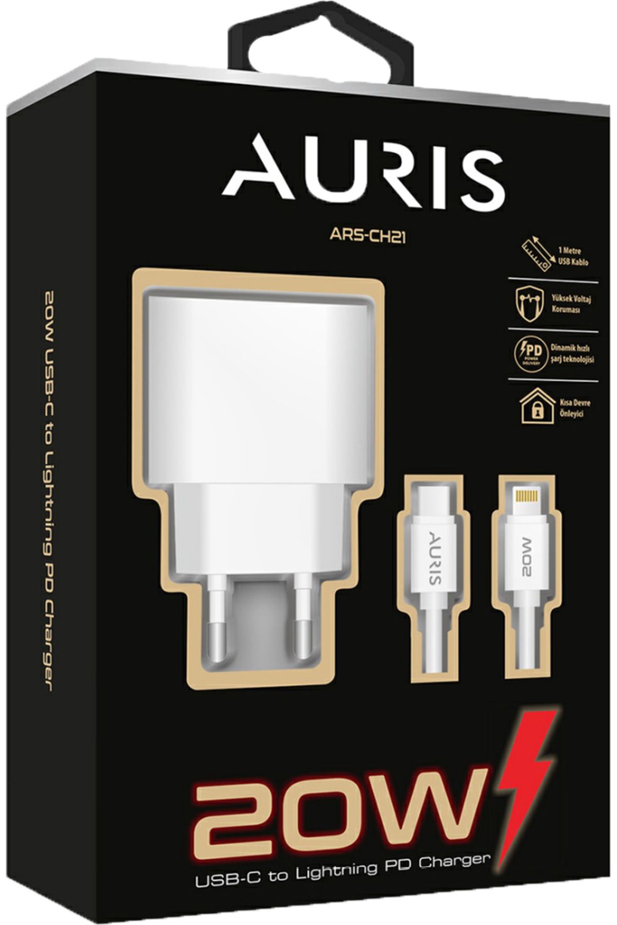 Auris CH21 20W Lightning Şarj Seti 100cm