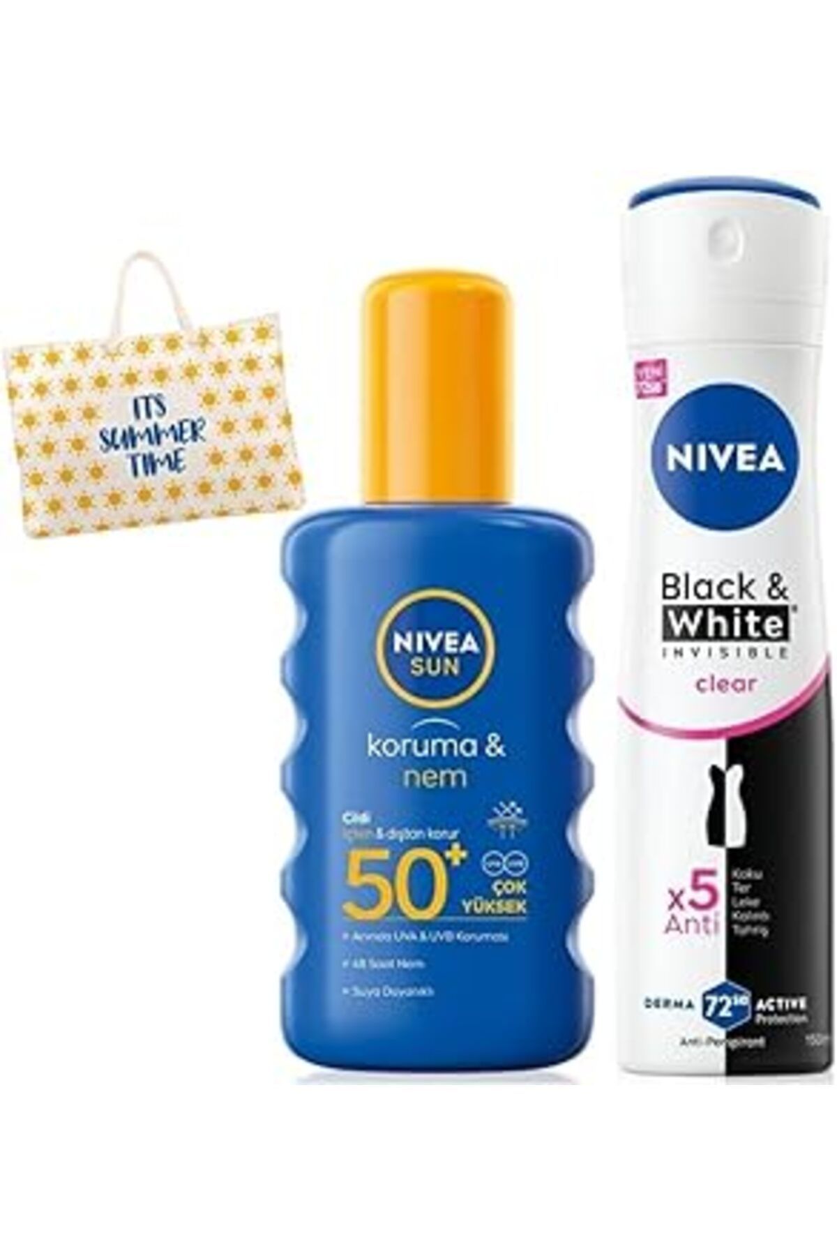 Karachil Sun Güneş Koruyucu Vücut Spreyi 200Ml, Spf50 Ve Sprey Deodorant Black & White Invisible Clear 150Ml