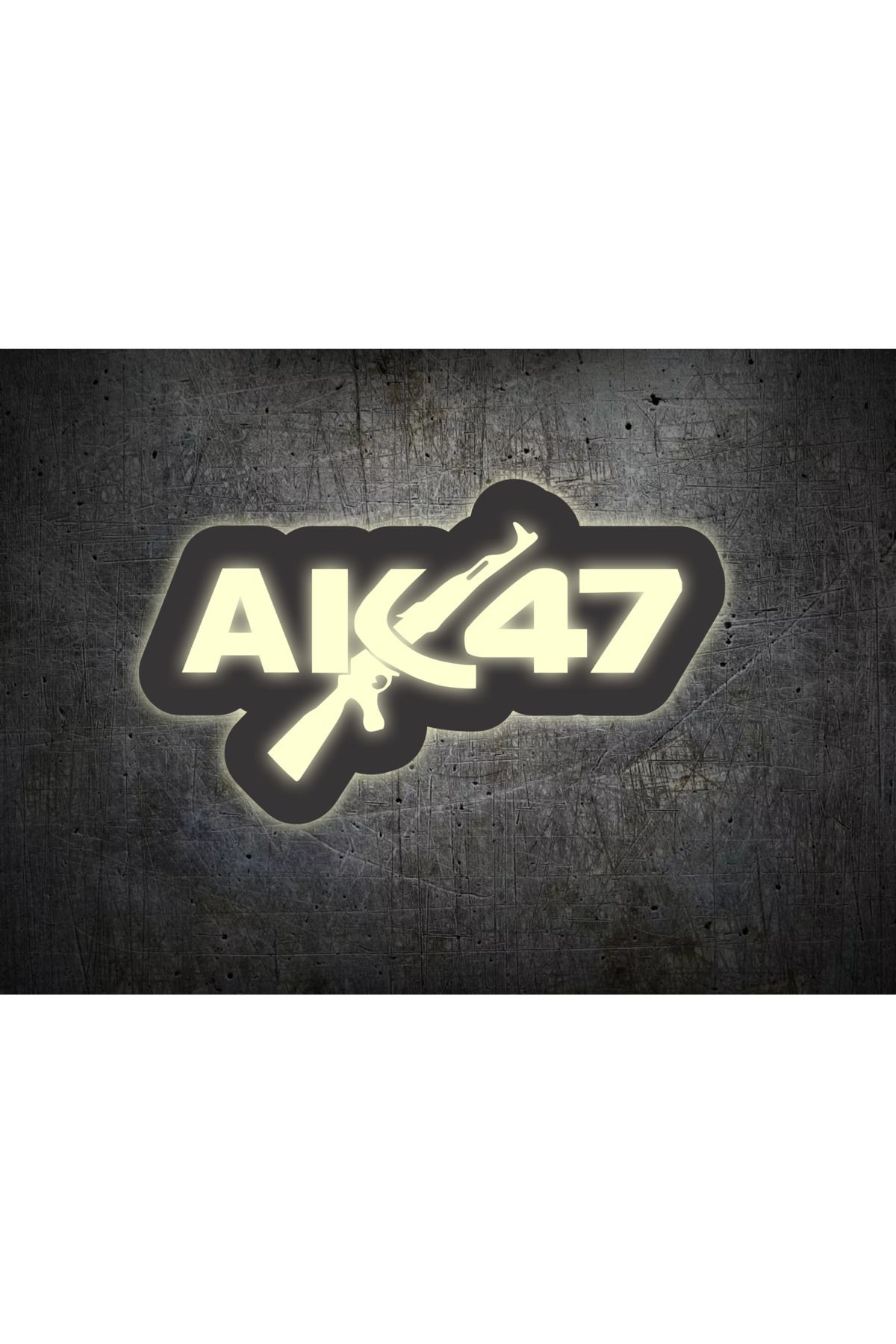 Magnetfoto Ahşap ak47 gece lambası amber renginde 60 x 30
