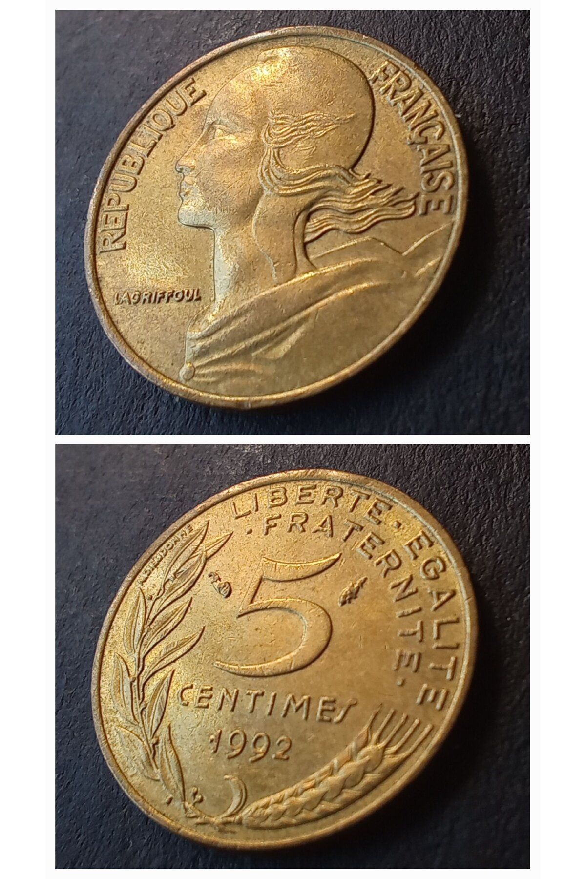 escoines koleksiyon 399636861c61ceece8 1992 Fransa 5Centimes ÇİL eski yabancı madeni para