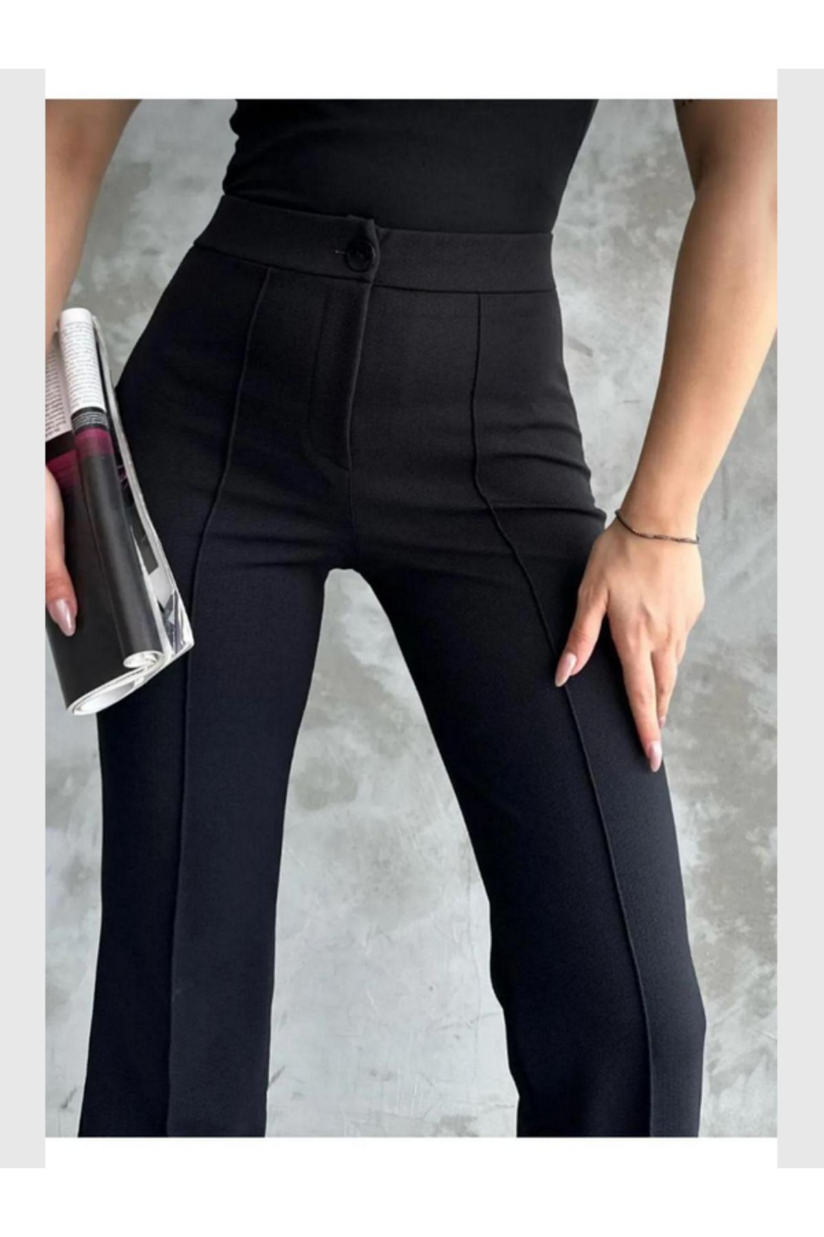 MODA Kadın Krep Kumaş Full Likralı Pantolon