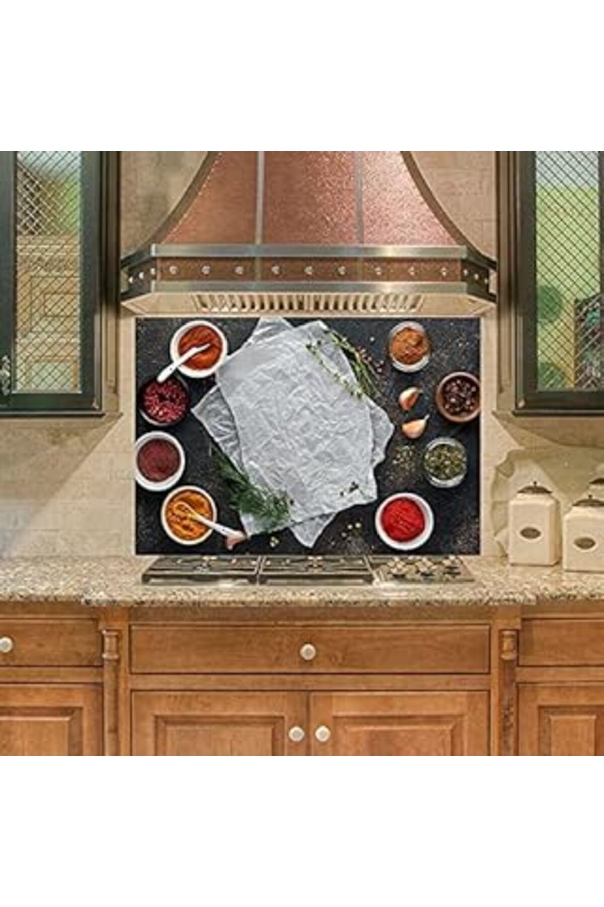 Karachil Mutfak Duvar Tezgah Arası Ocak Arkası Sticker Kaplama Pişirme Baharatlar