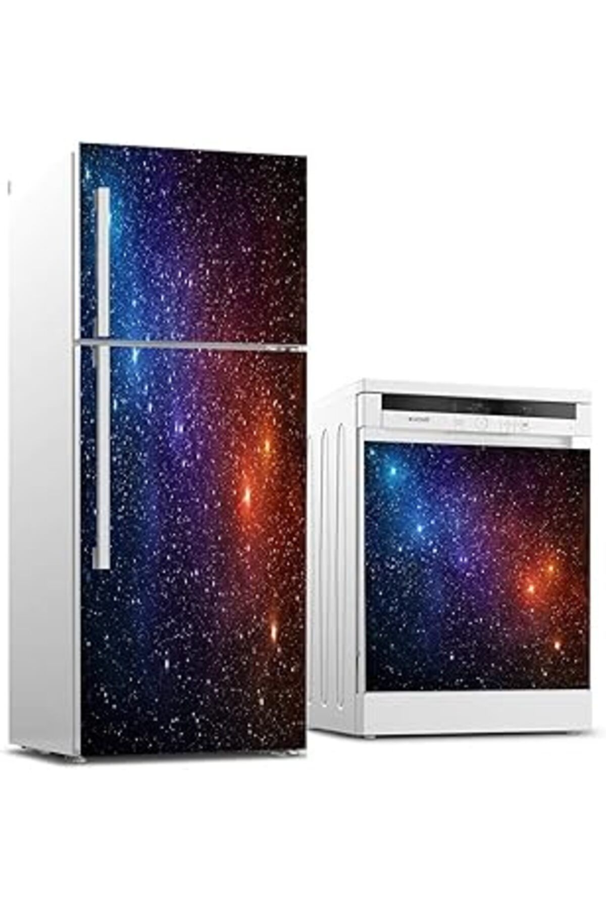Qedii Buzdolabı Ve Bulaşık Makinası Beyaz Eşya Sticker Kaplama Galaksi