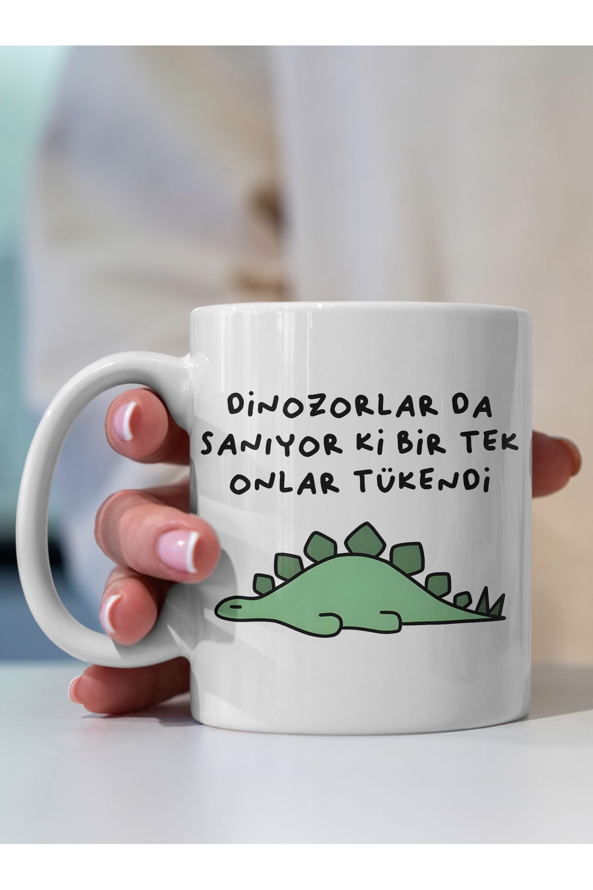 Ayabak Kupa Bardak - Esprili Yazılı Dinozor Desenli Kupa Bardak - Hediyelik Kupa Bardak
