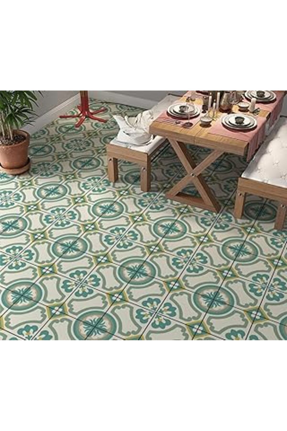 Karachil Stickerart Yer Kaplama Zemin Kaplama Folyosu 65X130 Cm Geometrik Desenler