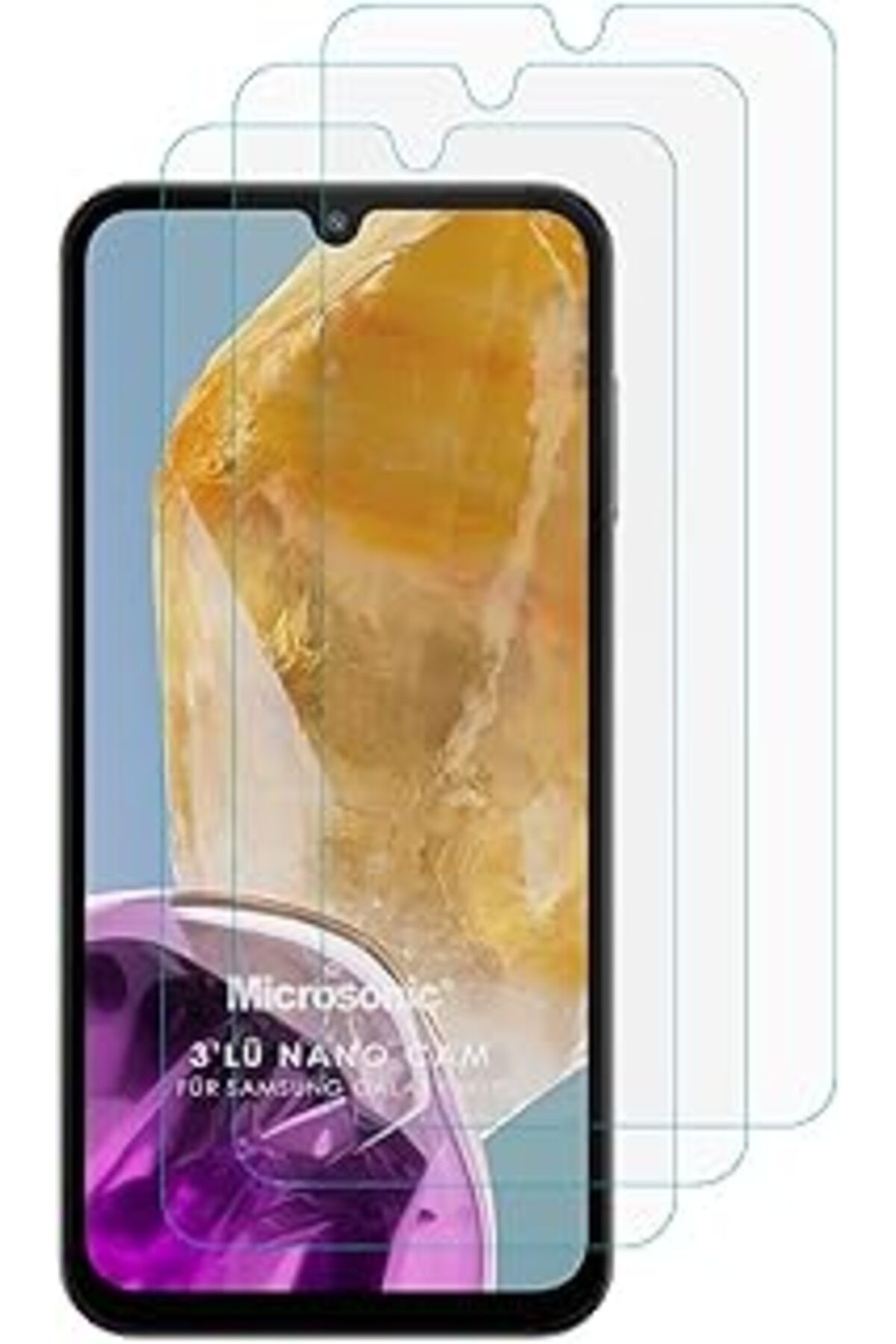 NETWORK ART Microsonic Samsung Galaxy M15 Screen Protector Nano Glass Cam Ekran Koruyucu (3`Lü Paket) [Galaxy M