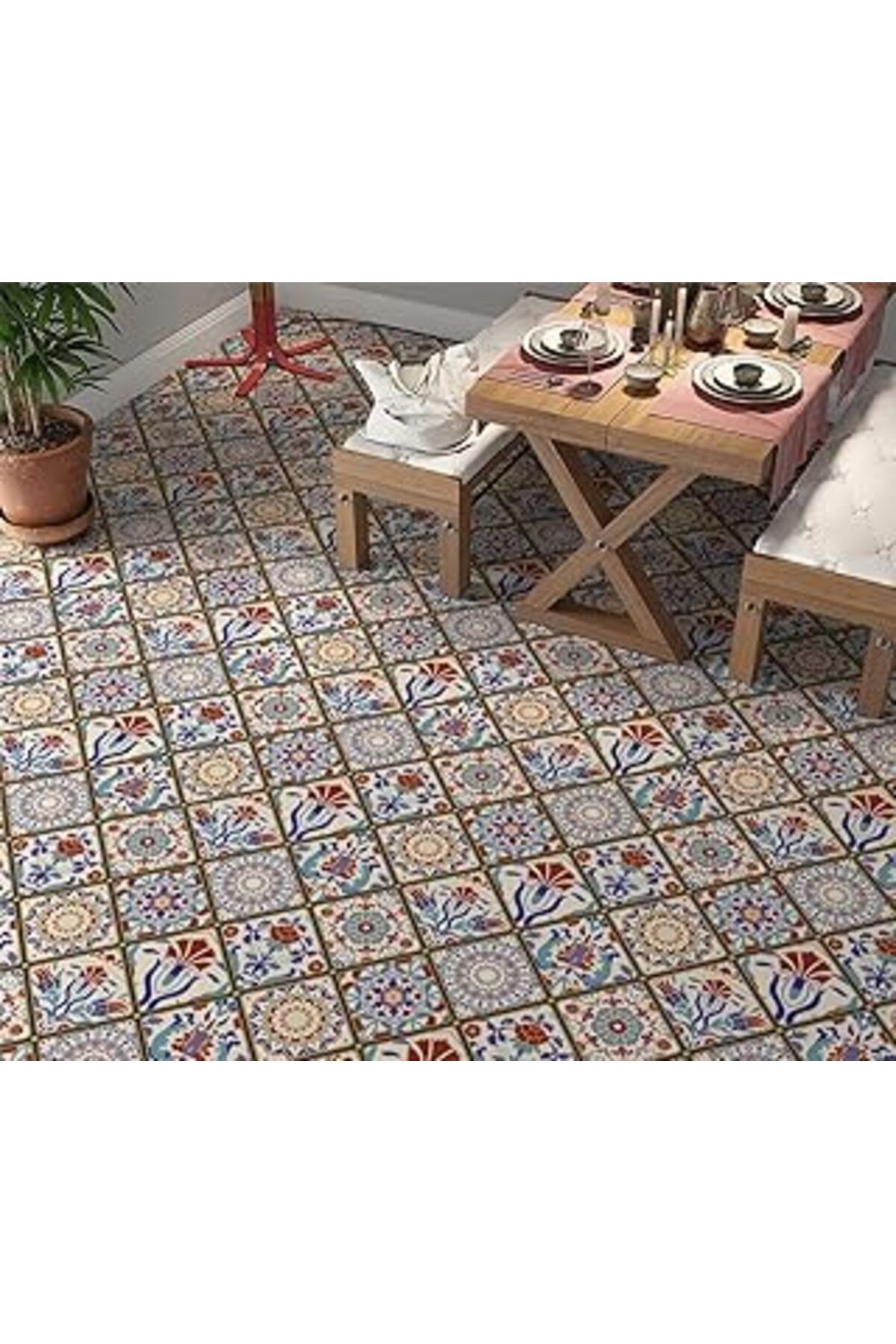 Karachil Stickerart Yer Kaplama Zemin Kaplama Folyosu 65X130 Cm Turkish Style Vintage