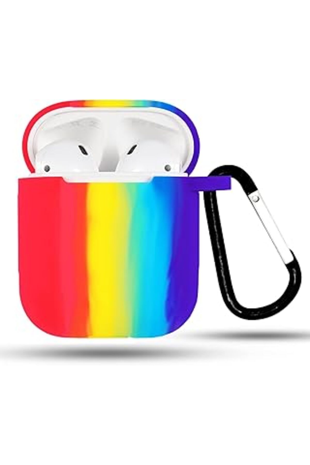 Pazarcan Happy Trend Apple Airpods 2/1 Nesil Uyumlu Kılıf Gök Kuşağı Renkli Silicone Kılıf (SİLİKON)