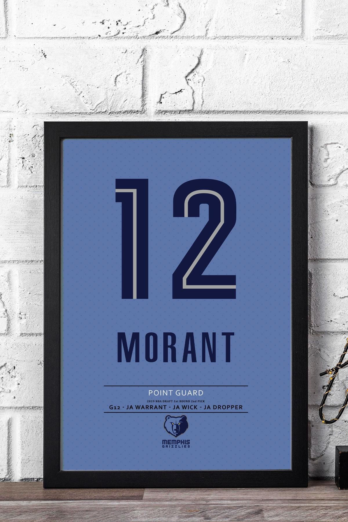 Saturn Ja Morant Forma Çerçeveli Tablo - NBA Memphis Grizzlies Jersey
