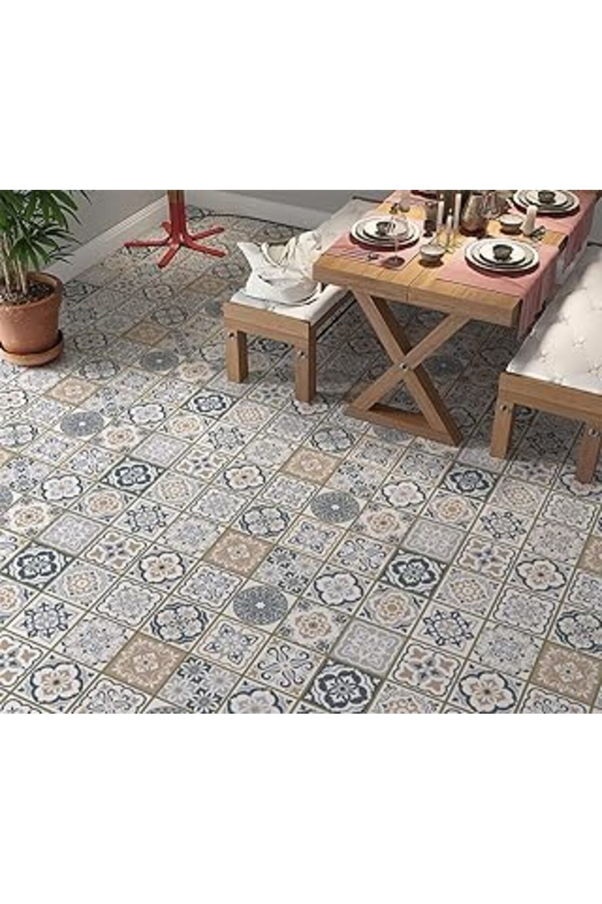 Karachil Stickerart Yer Kaplama Zemin Kaplama Folyosu 65X130 Cm Turkish Tile 18