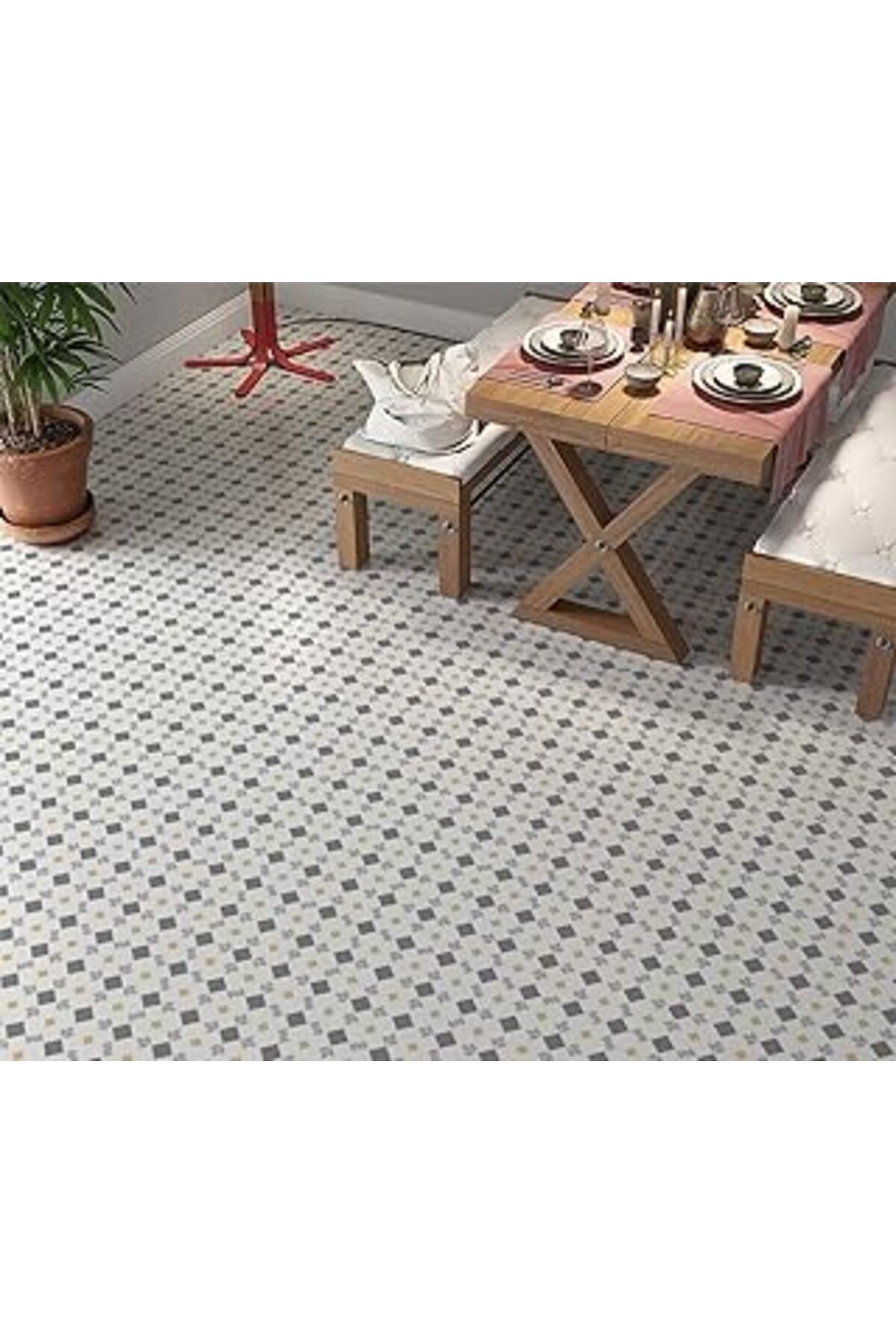 Karachil Stickerart Yer Kaplama Zemin Kaplama Folyosu 65X130 Cm Çiçek Floor