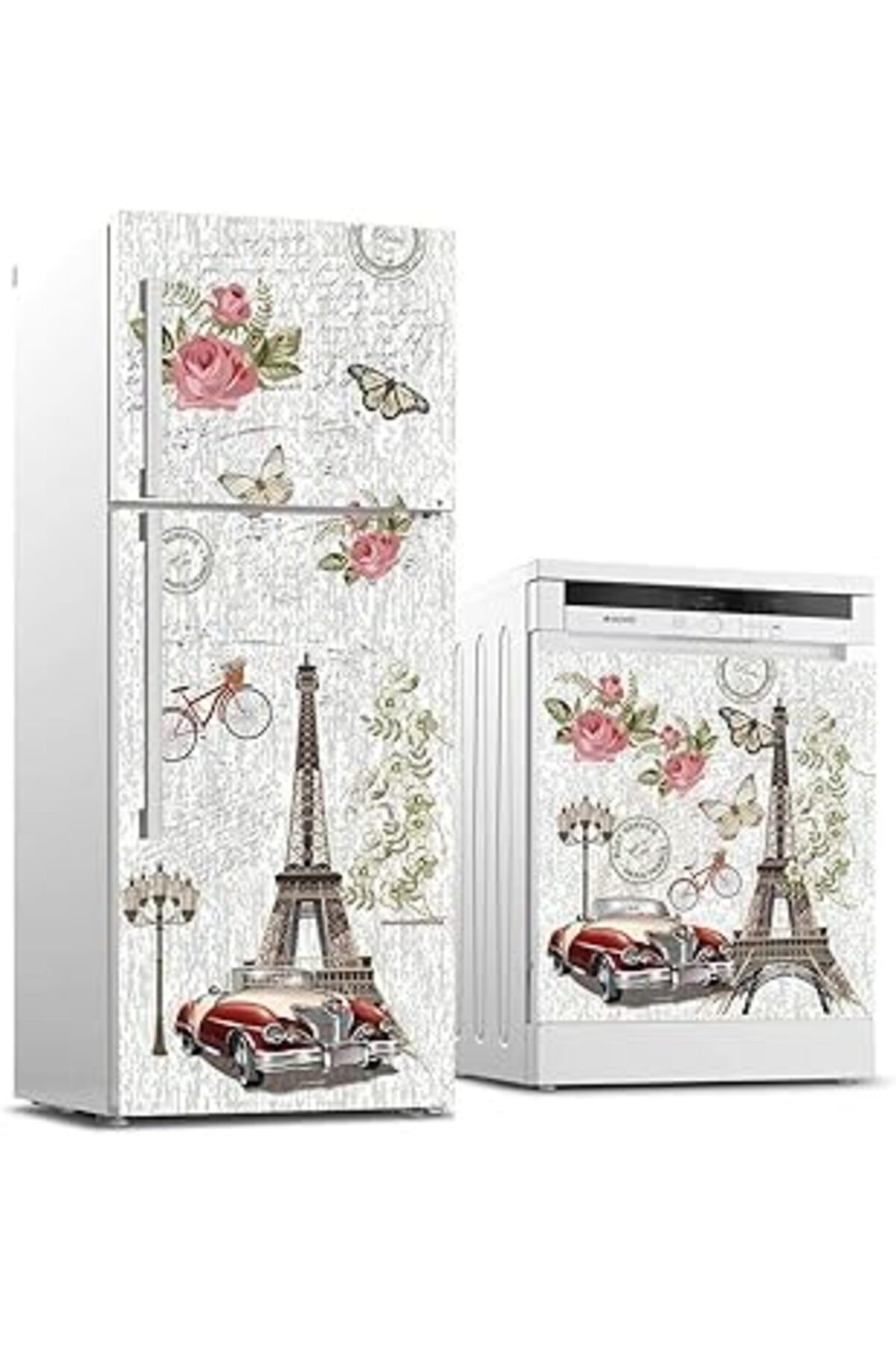 Karachil Buzdolabı Ve Bulaşık Makinası Beyaz Eşya Sticker Kaplama Vintage Paris