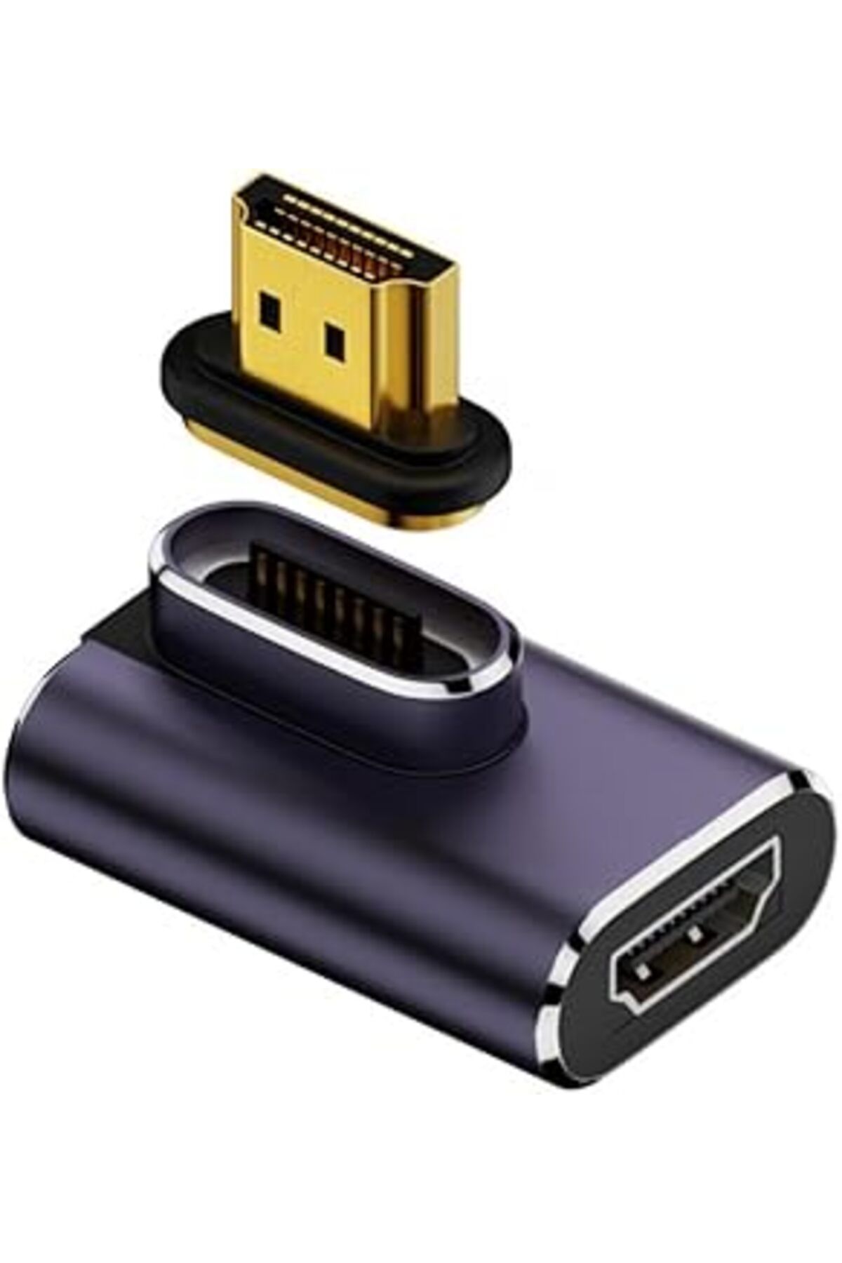 Pazarcan Cy Adaptör 90 Derece Sol Açılı Dikey Manyetik 8K Tip-A Hdmi 2.1 Erkek - Dişi Düz Video Adaptörü Diz