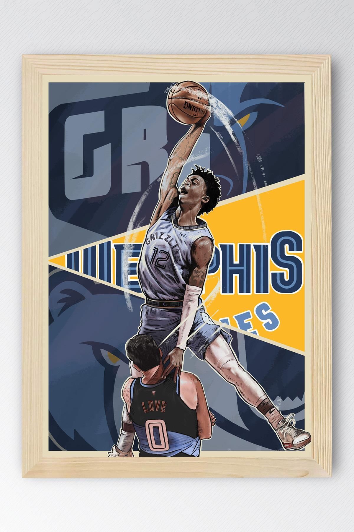 Saturn Ja Morant Çerçeveli Tablo - Memphis Grizzlies NBA Posteri Tablo