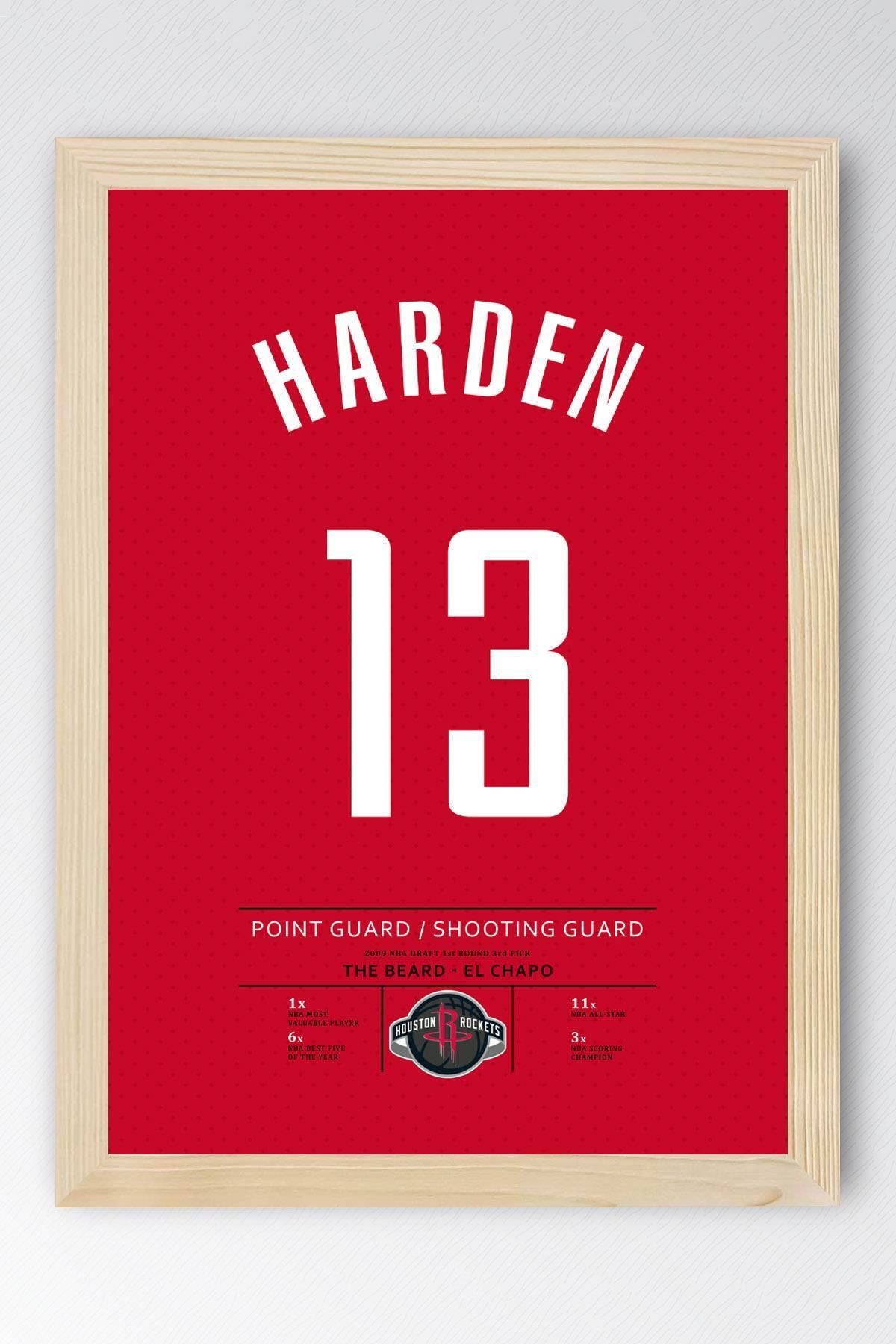 Saturn James Harden Forma Çerçeveli Tablo - NBA Houston Rockets Jersey