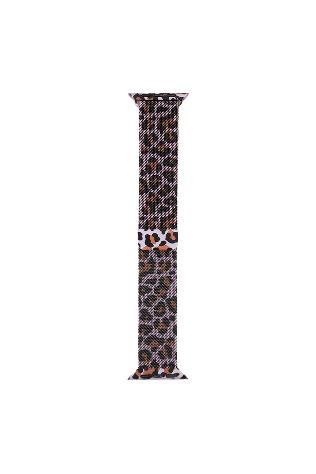 Microsonic Apple Watch Series 8 45mm Kordon Luxe Metal Leopard Lila
