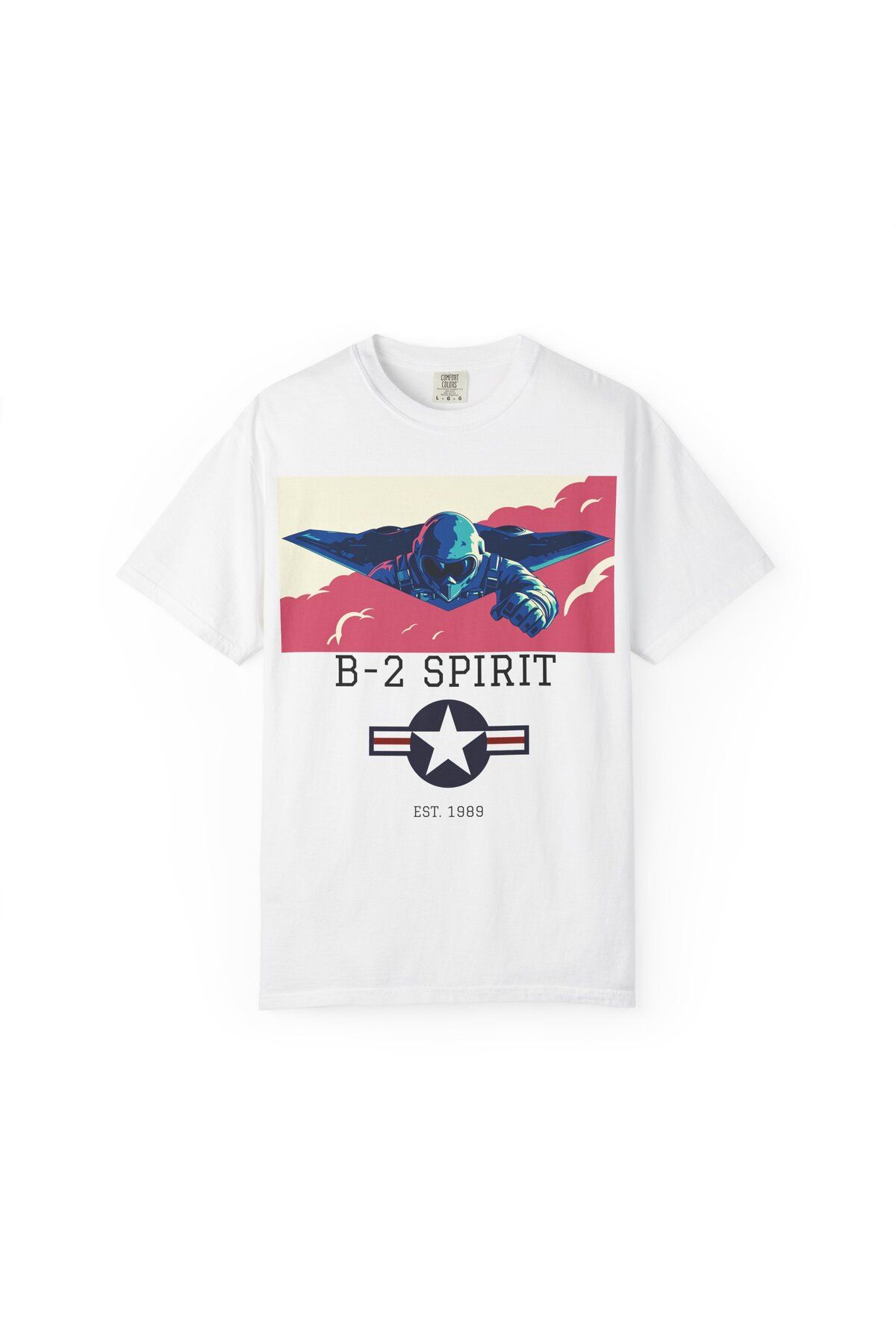 BOUTIQUETEXTILE B-2 Spirit Baskılı beyaz tshirt