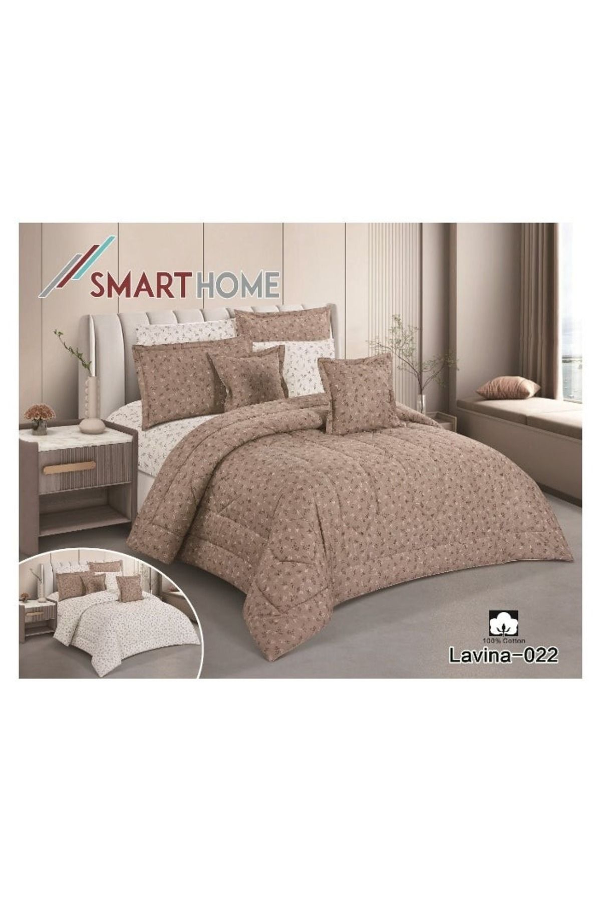 smart home-Double-sided comforter set, 8-piece comforter with comfortable inner filling, 8-piece double comforter fits two people's beds 3