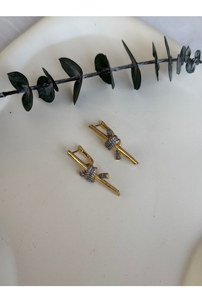 2602atelier Gold Zirkon Taşlı Küpe