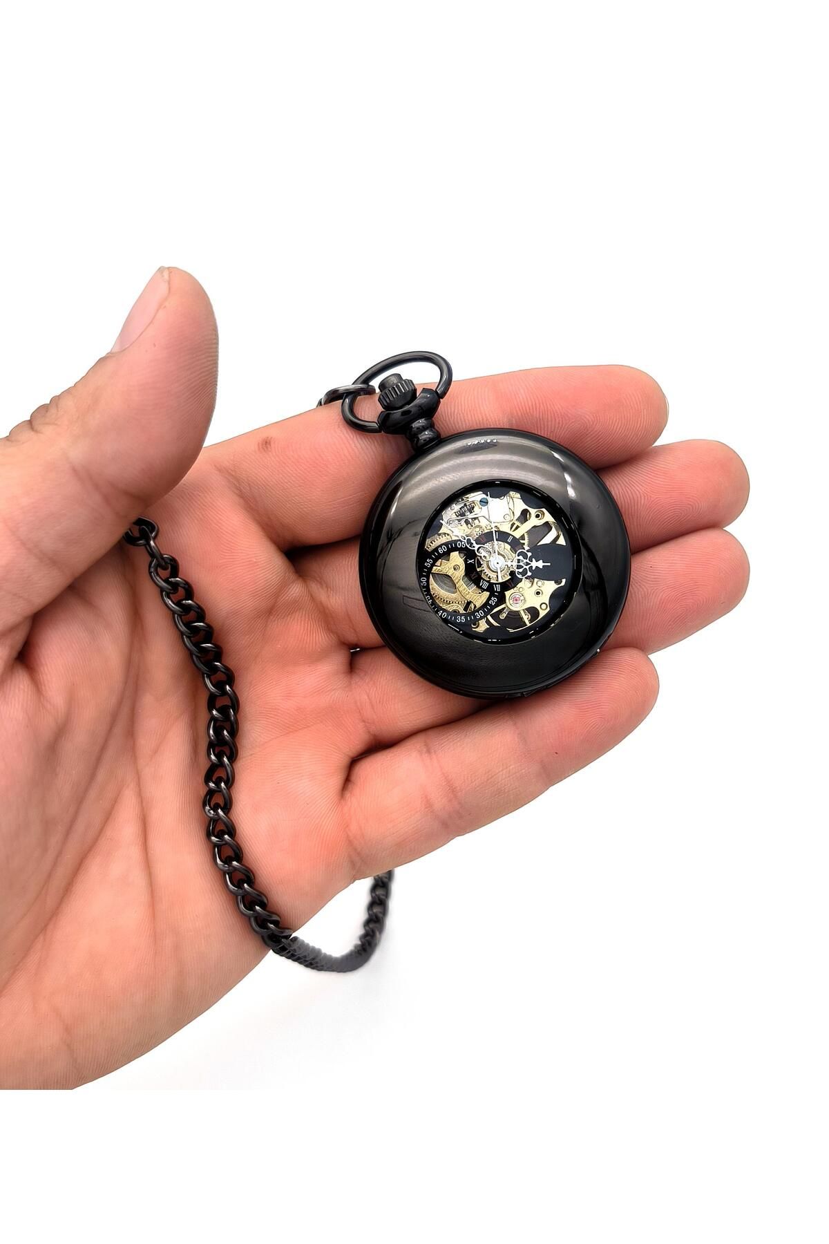 valkyrie-Mechanical Chain Pocket Watch Transparent Design Retro Style Wind-Up Collectible Watch with Shackle 8
