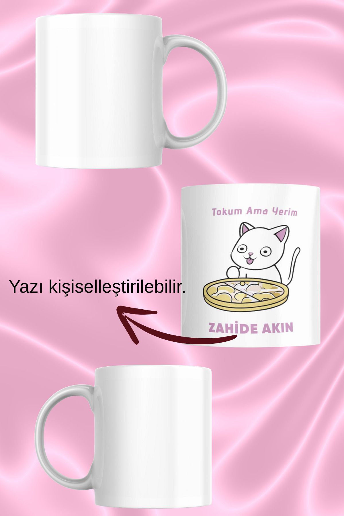 zerhome Tokum Ama Yerim Temalı Beyaz Porselen Kupa Bardak