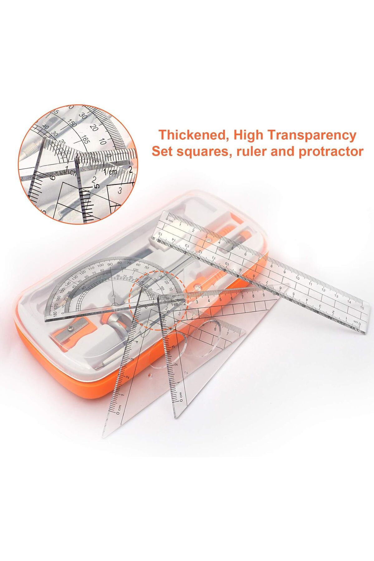 Lumely-Geometry Compass Set,with Maths Protractor Set Squares Ruler and More,for Students Starters 6