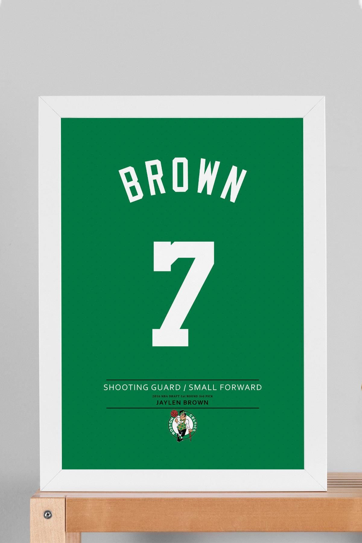 Saturn Jaylen Brown Forma Çerçeveli Tablo - NBA Boston Celtics Jersey