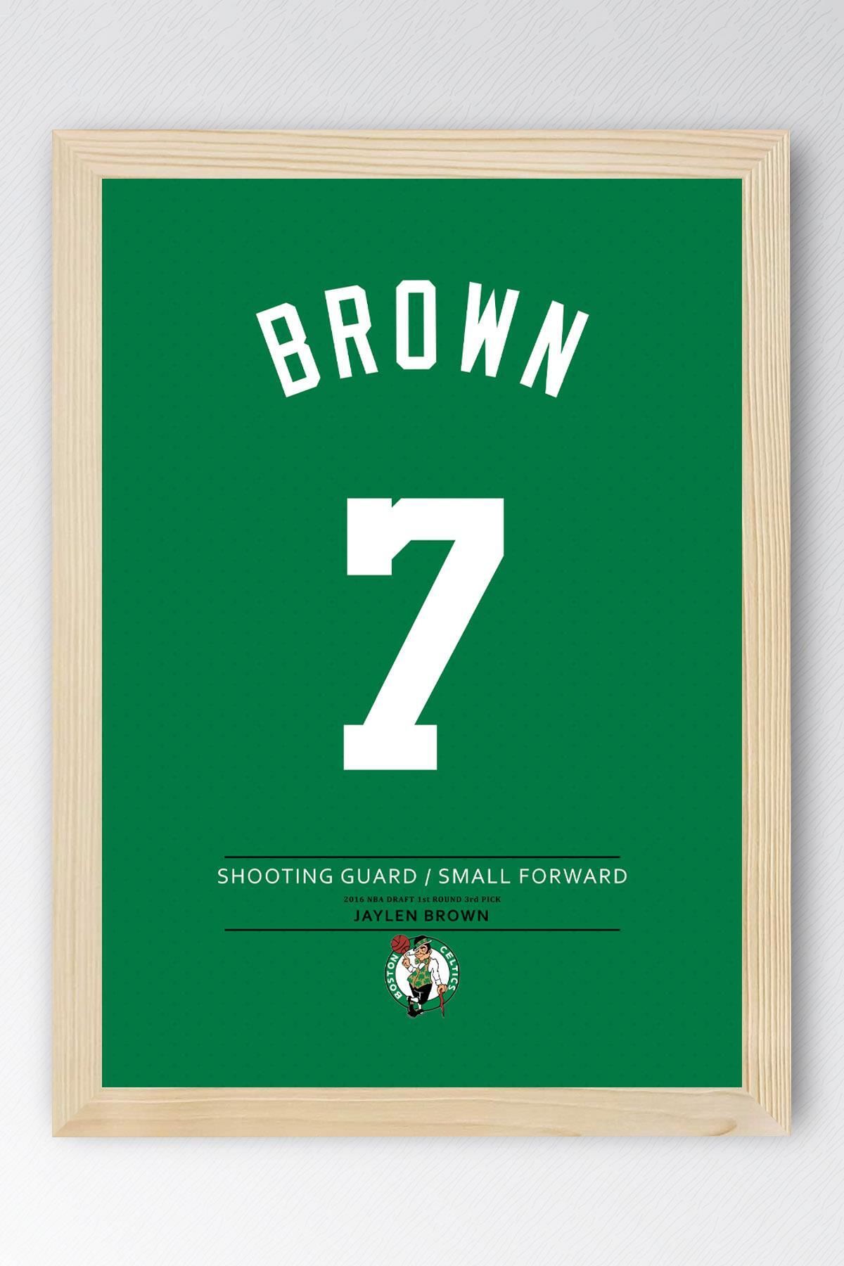 Saturn Jaylen Brown Forma Çerçeveli Tablo - NBA Boston Celtics Jersey