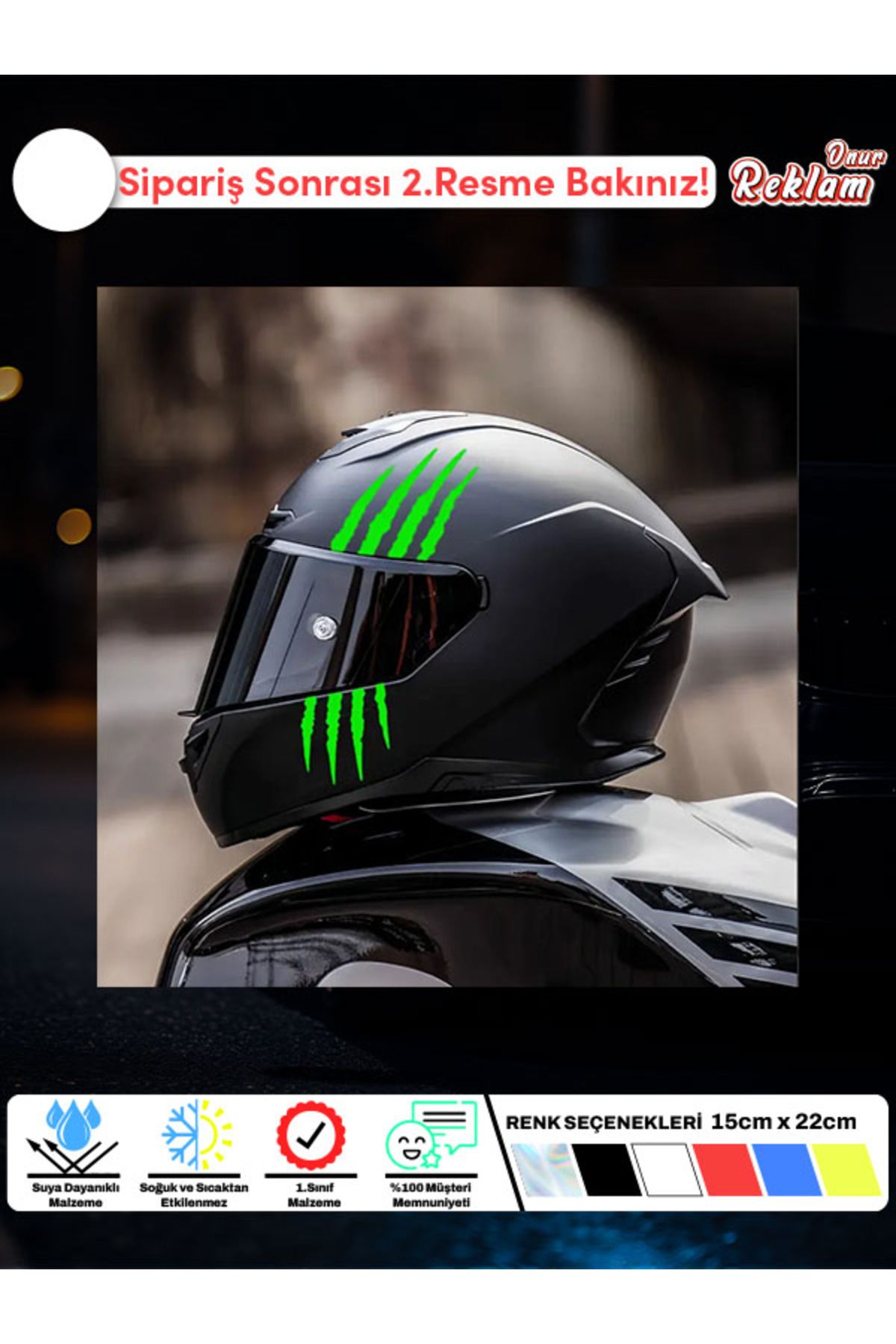 Onur Reklam Motorsiklet Kaskı Çizik Desenli Sticker – 2'li Set (Farklı Renk Seçenekleri)