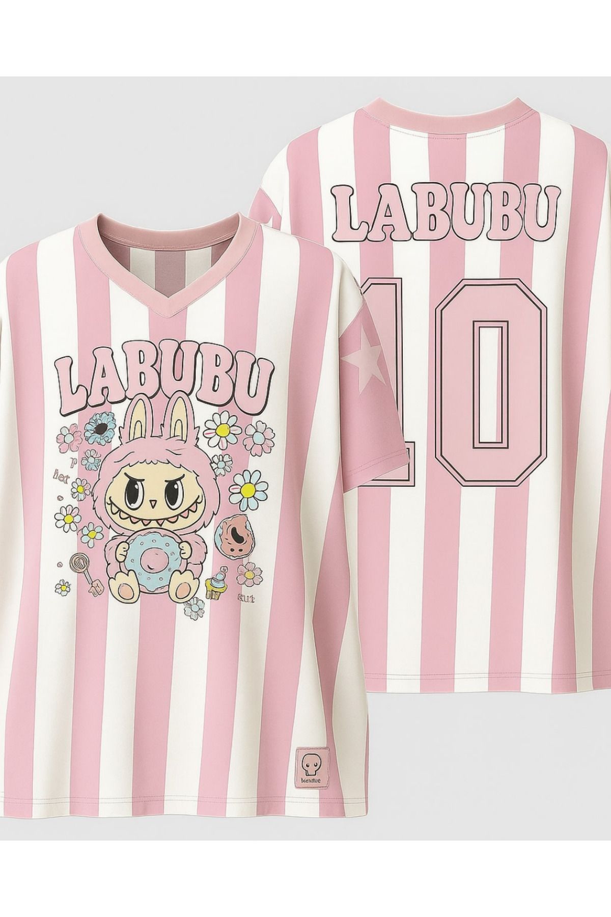 Touz Moda Pink Labubu Detail Jersey Forma T-shirt