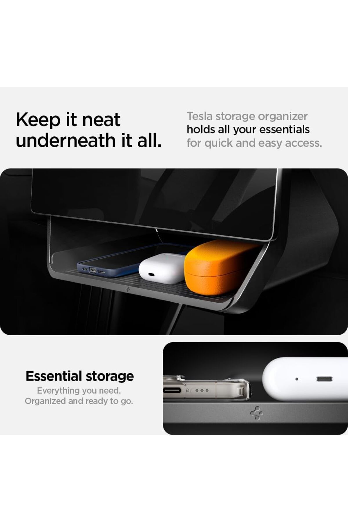 Spigen-Spigen Tesla Model 3 2021-2023 and Model Y Under Screen Centre Console Storage - Black Edition 4