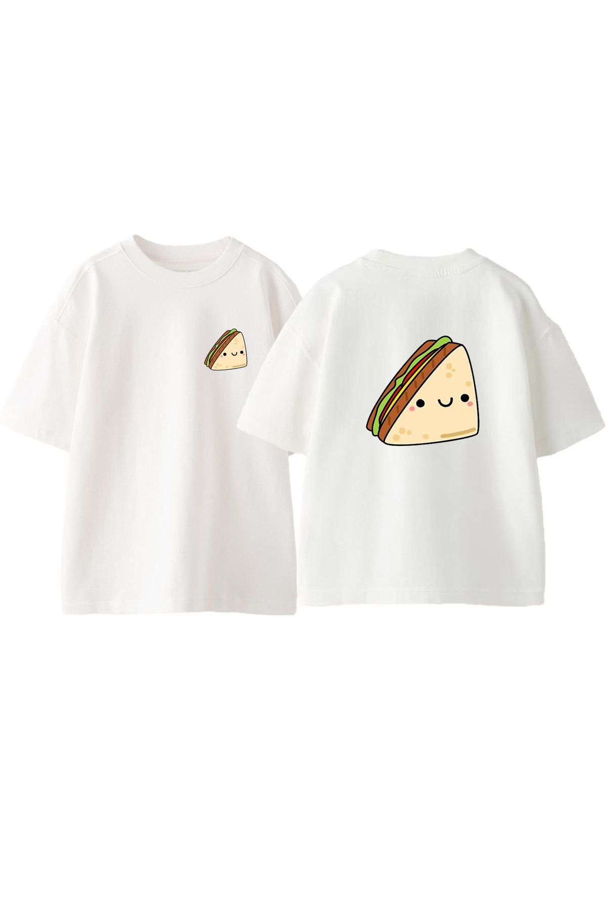 Anetos Sandevic Ön Arka Baskılı Pamuk Beyaz Oversize T shirt