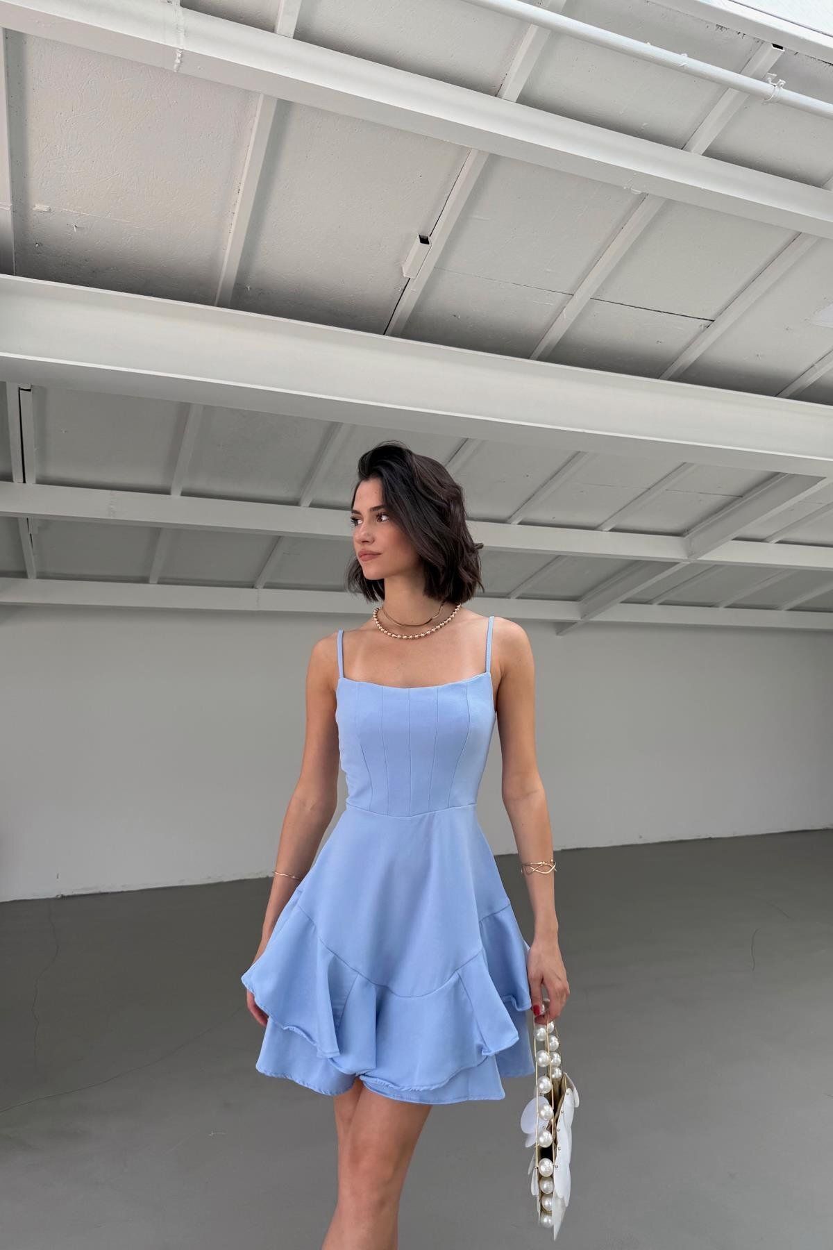 mylove Stella Volanlı Elbise Mavi