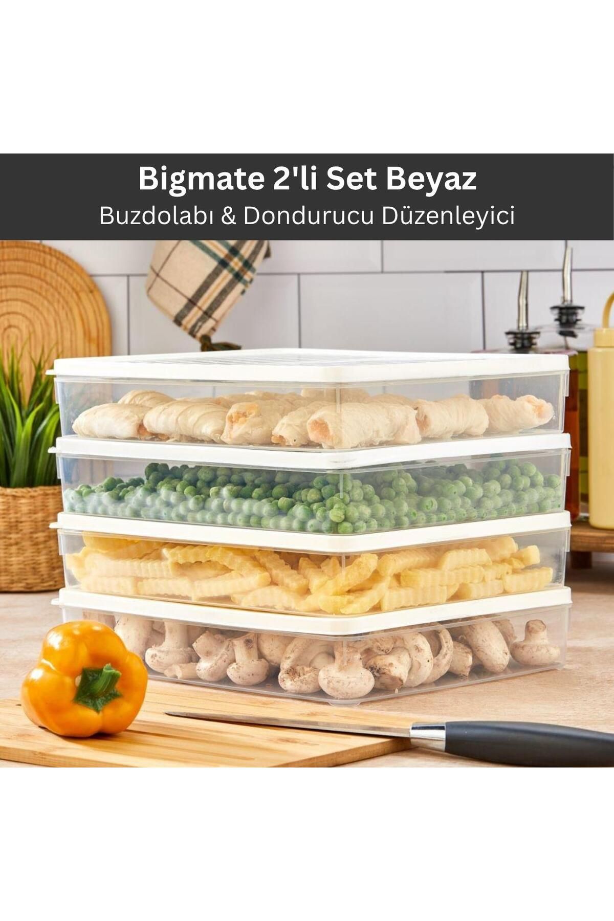 bigmate 2'li Şeffaf Saklama Kabı 2x2,5 Lt BGMT2225 Mikrodalga Buzdolabı ve Dondurucu Uyumlu Düzenley