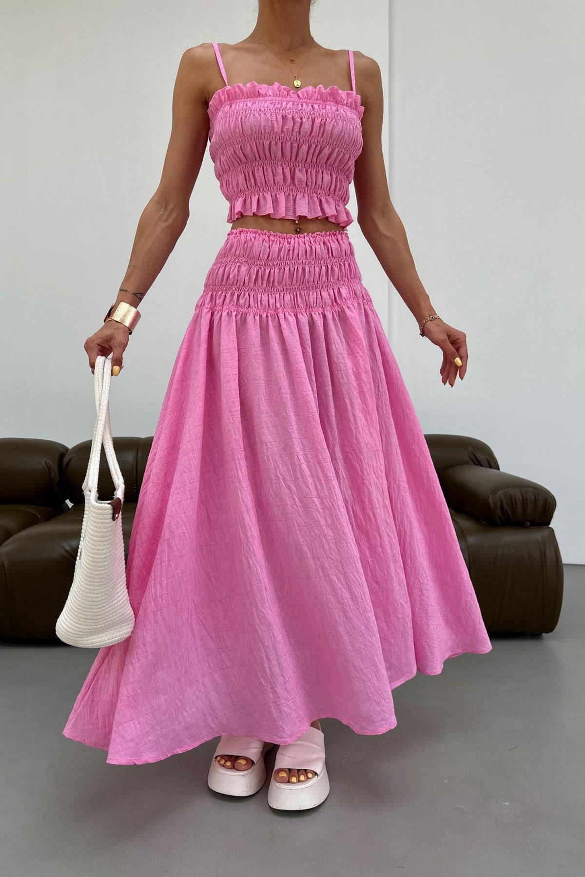 mylove Gipeli Bluz Etek Takım Pembe