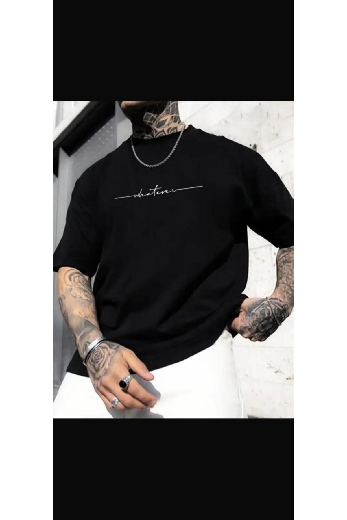 Clarityon Whatever yazılı siyah tshirt