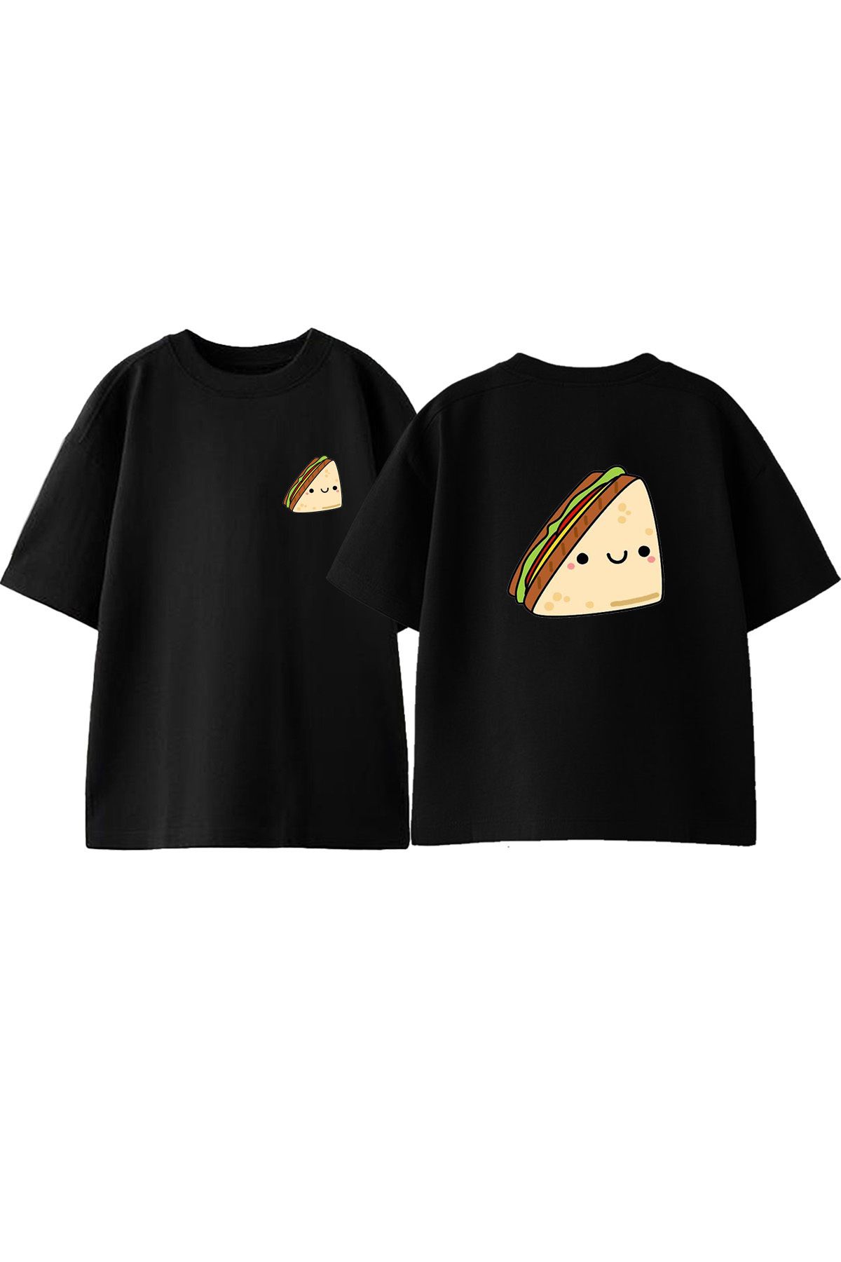 Anetos Sandevic Ön Arka Baskılı Pamuk Siyah Oversize T shirt