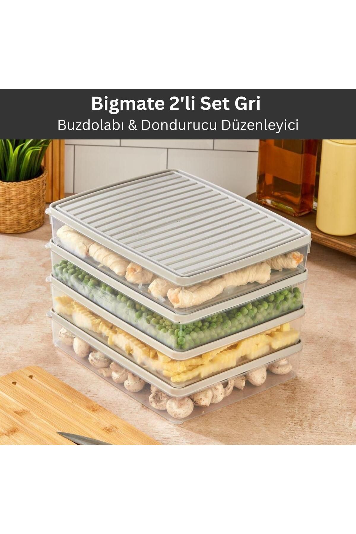 bigmate 2'li Şeffaf Saklama Kabı 2x2,5 Lt BGMT2225 Mikrodalga Buzdolabı ve Dondurucu Uyumlu Düzenley