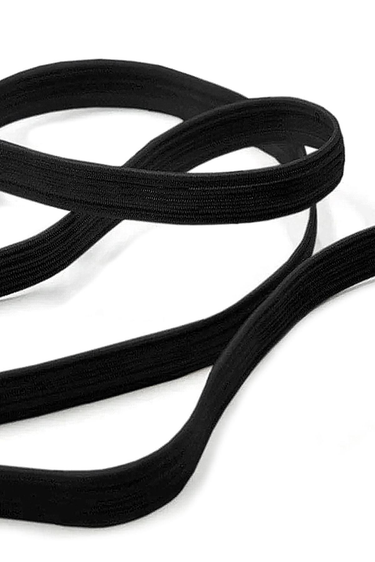 hapshoe Siyah 12 mm 5 mt Dayanıklı Sert Yassı Elastik Şerit Lastik