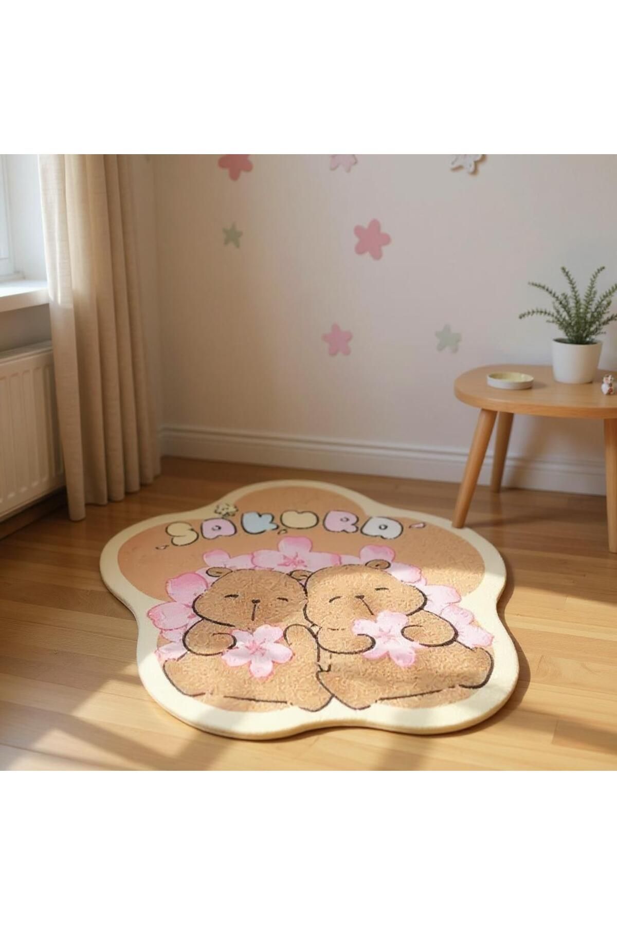 Rugs Modern Halı Kuzey Koleksiyonu Sakura Yazı Detaylı Köstebek Desenli Dokuma Taban Yuvarlak Dekoratif Halı kuzey75