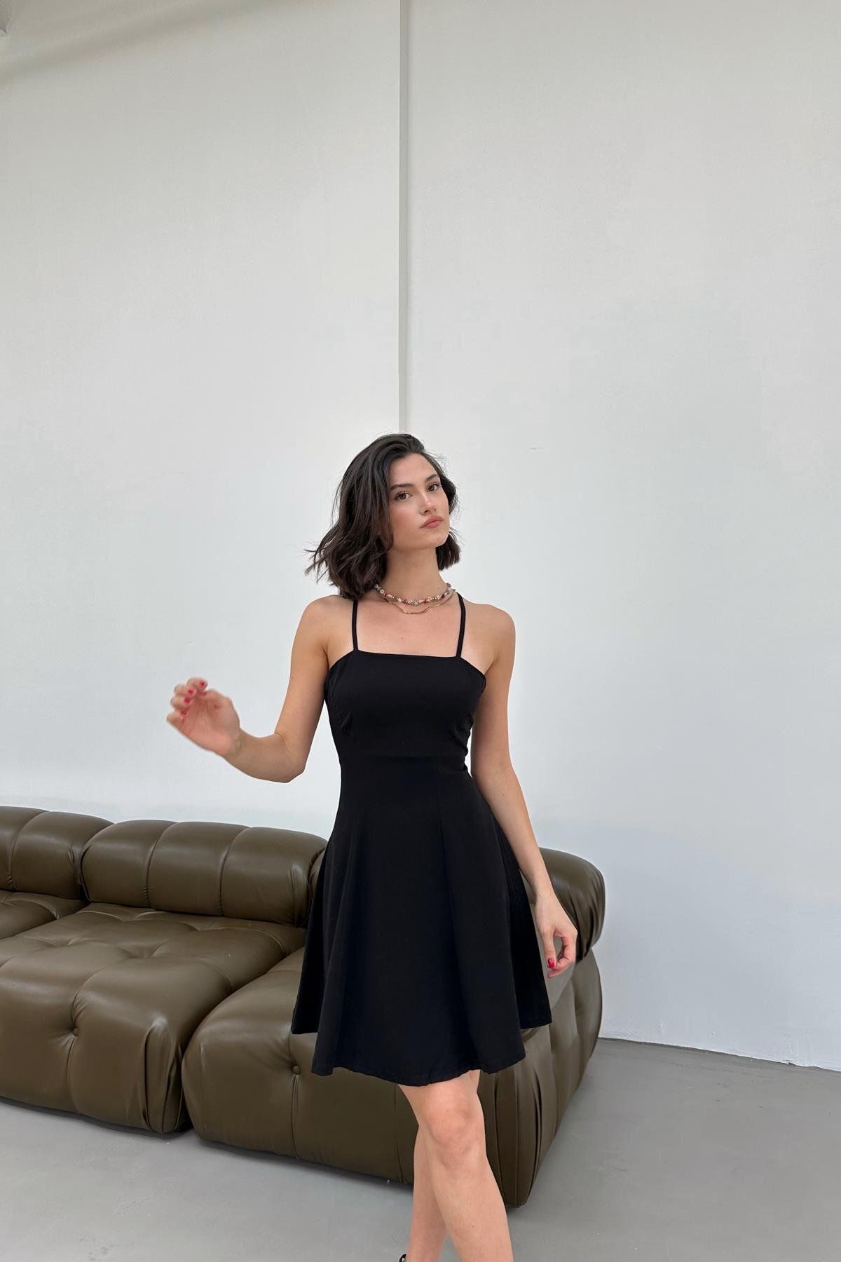 mylove Çapraz Askılı Mini Elbise Siyah