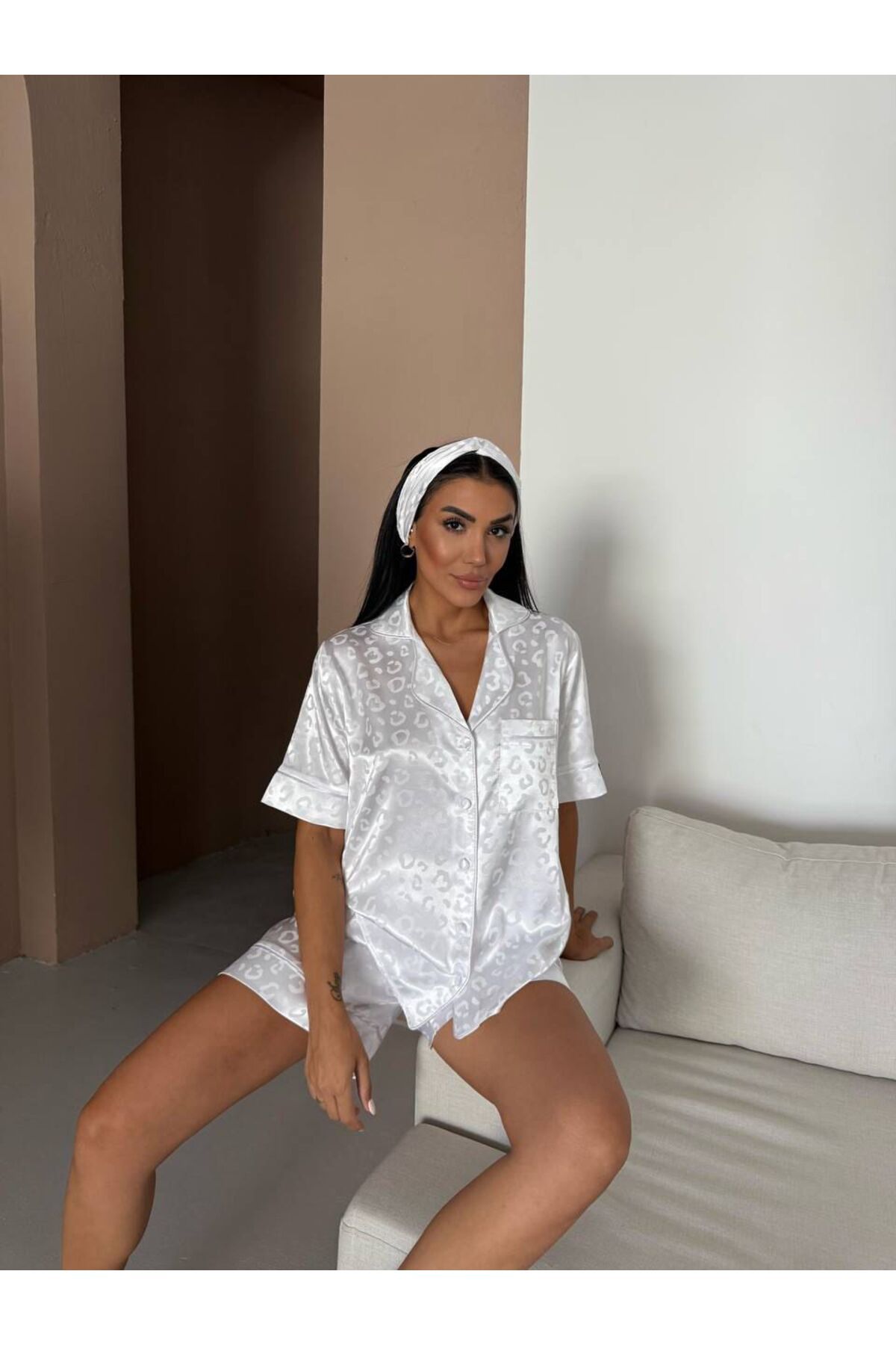 Gamze Day's Lingerie Saten Kısa Pijama Takımı