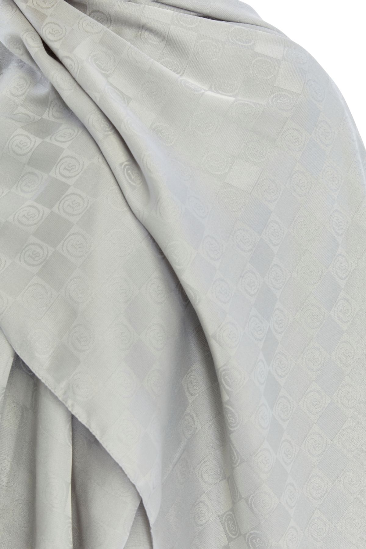 Altobeh-Monogram Checkerboard Pattern Shawl - Gray 5