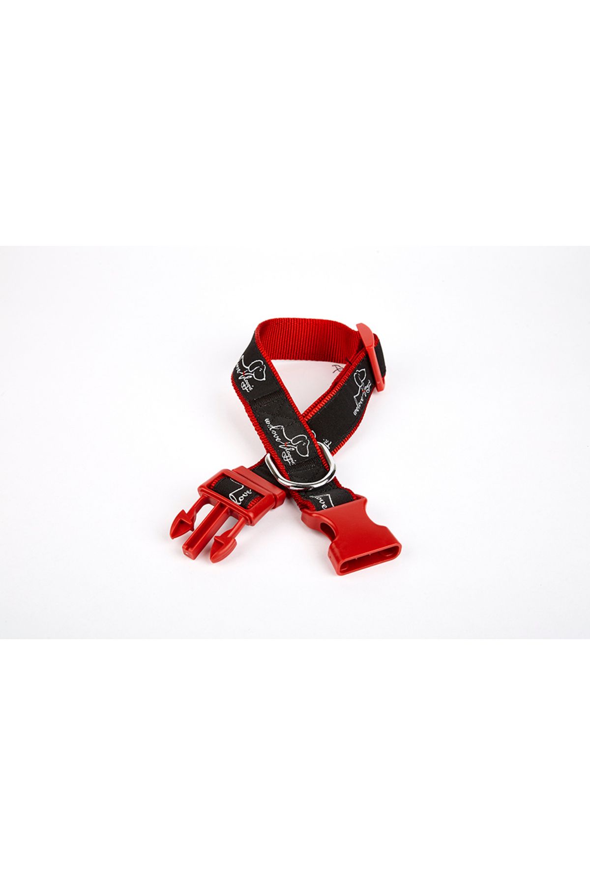 Zayla Köpek Desenli Dokuma Köpek Boyun Tasması 3 cm x 36-60 cm Kırmızı