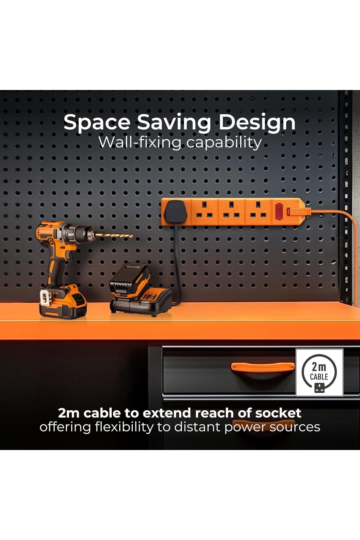 Masterplug-Four Socket Extension Lead with LED Power Indicator, Unswitched, 5 M Cable, Heavy Duty 7