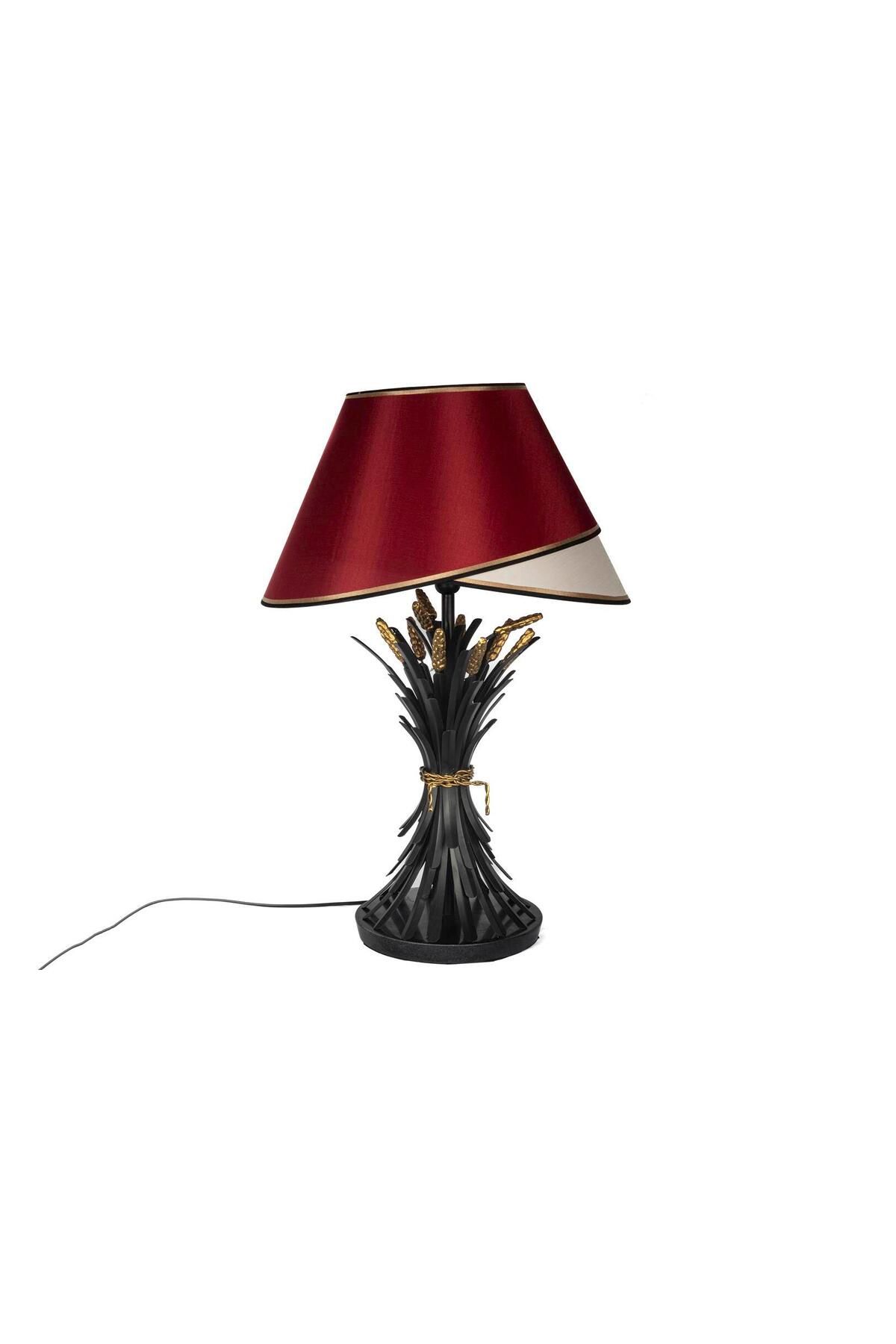 Mikasa Moor Bordo Şapkalı Başak Siyah Gold Abajur 55x55x83cm