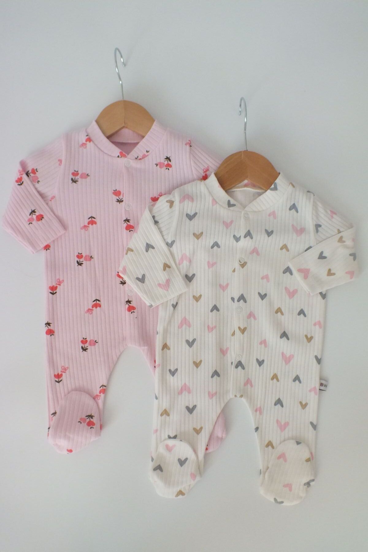 Bebewini 100 % Soft Kalp Pamuk 2 Li Patikli Tulum